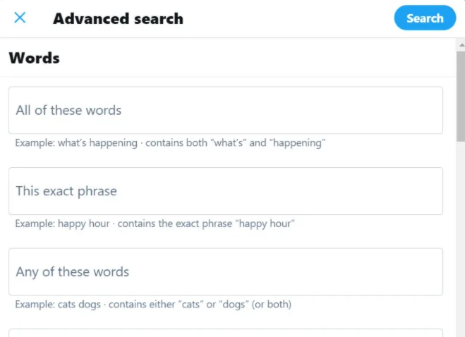 Twitter Advance Search